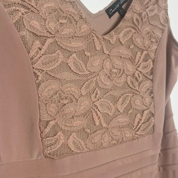 CANDALITE PETITE Sleeveless Lace Floral Evening Dress Mermaid Hem Pink Size LP - Picture 5 of 12